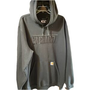 Carhartt Midweight Loose Fit Hoodie Men’s XXL Black Pullover Embroidered Logo